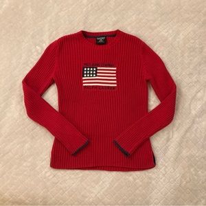 Vintage Polo Jeans Ralph Lauren American Flag Sweater